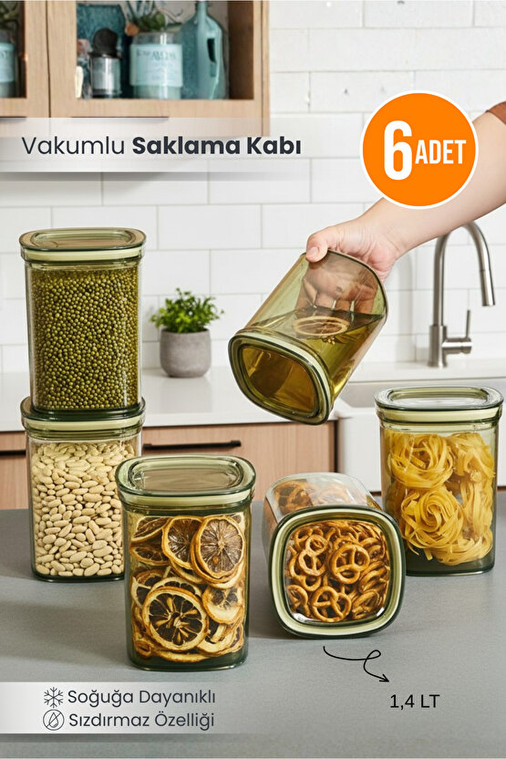 6lı Clario Sızdırmaz Saklama Kabı Vakumlu Erzak Kabı 1,4 L