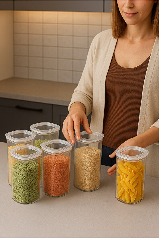 6lı Clario Sızdırmaz Saklama Kabı Vakumlu Erzak Kabı 2L