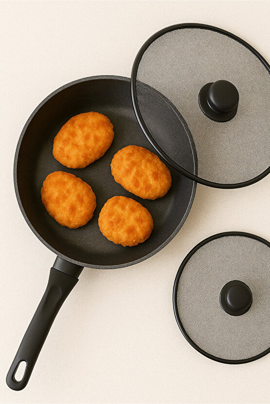 Yağ Sıçratmaz Kapak 33 cm - Isıya Dayanıklı - Üstten Tutmalı Tava Tencere Kapağı