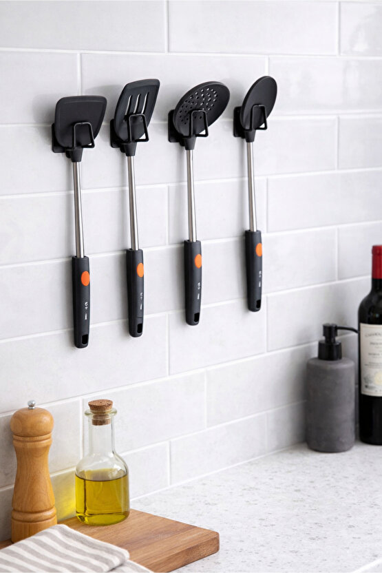 Kendinden Yapışkanlı Çok Amaçlı Metal Askı - Siyah