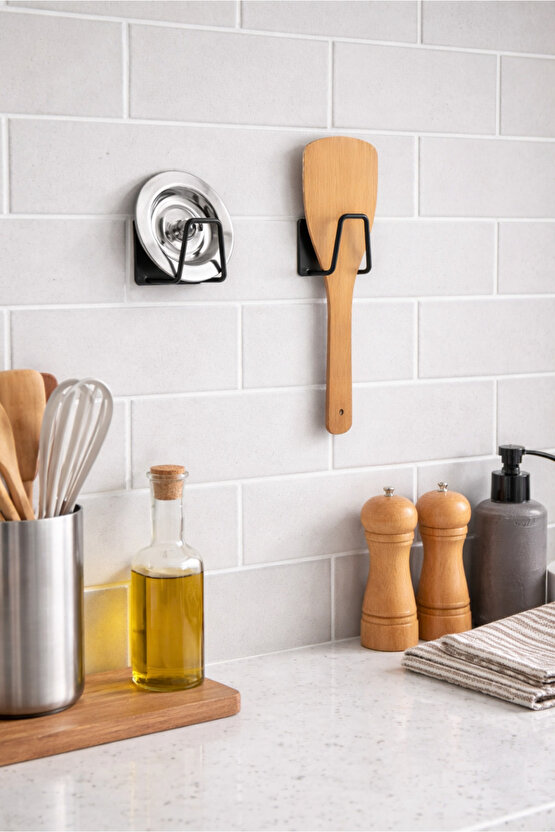 Kendinden Yapışkanlı Çok Amaçlı Metal Askı - Siyah