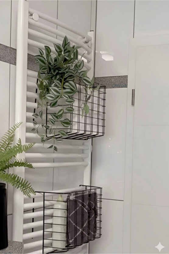 2li Asılabilir Havlupan Düzenleyici Banyo Havluluk Kurutma Sepeti Tuvalet Kağıdı Organizeri