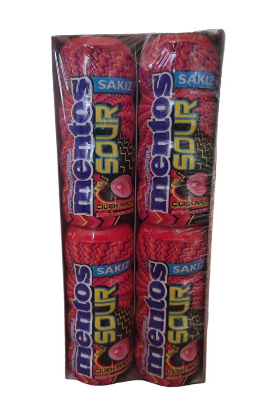 Sour Çilek Aromalı Şekersiz Ekşi Sakız 30 Gr * 12 Adet