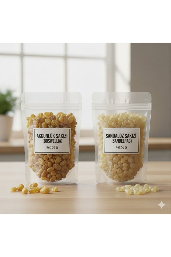 Doğal Sandaloz & Ak Günlük Sakızı 2x50 gr | Bitkisel Reçine | Toplam 100 gr Set