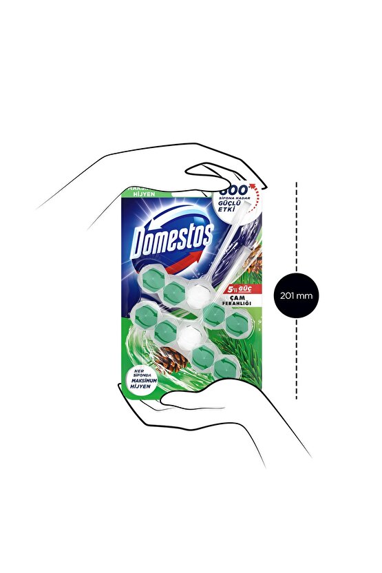 WC Blok 5li Güç Çam Ferahlığı 600 Sifona Kadar Güçlü Temizlik 110 GR İkili Paket