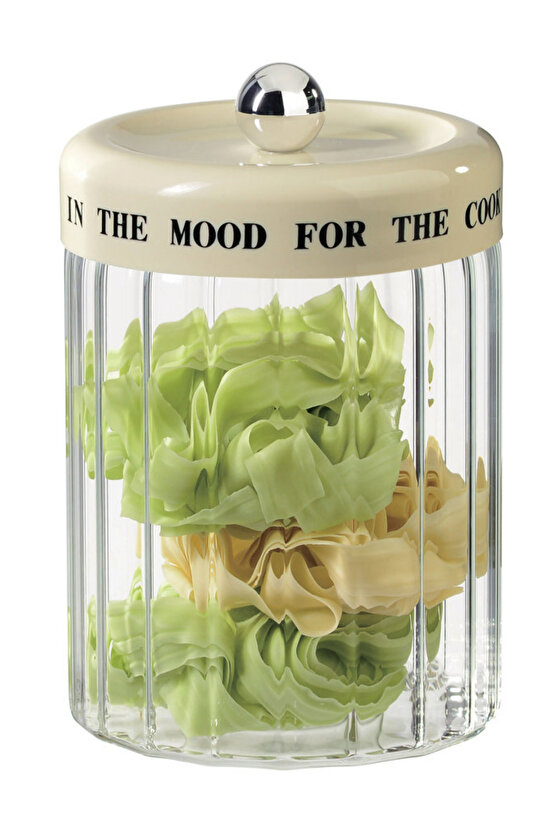 1400 ml Cam Saklama Kavanozu 12 x 9 cm Hava Geçirmez Bakliyat, Kahve, Makarna ve Kurabiye Kabı