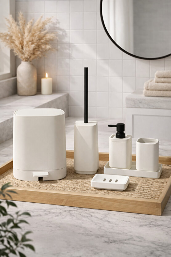 Kare Soft 5 Parça Banyo Seti Modern Minimal Tasarım