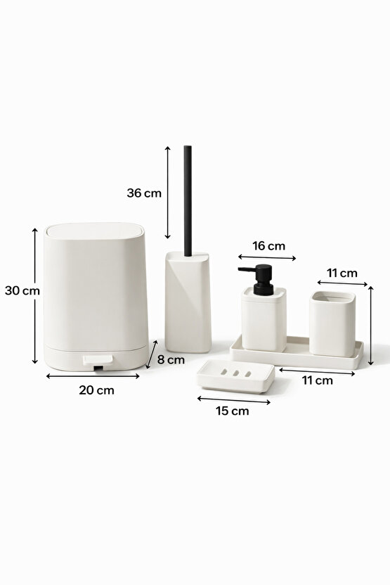 Kare Soft 5 Parça Banyo Seti Modern Minimal Tasarım