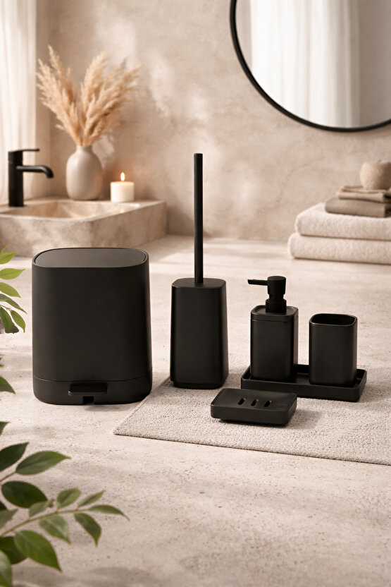 Kare Soft 5 Parça Banyo Seti Modern Minimal Tasarım