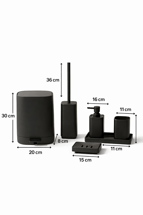 Kare Soft 5 Parça Banyo Seti Modern Minimal Tasarım