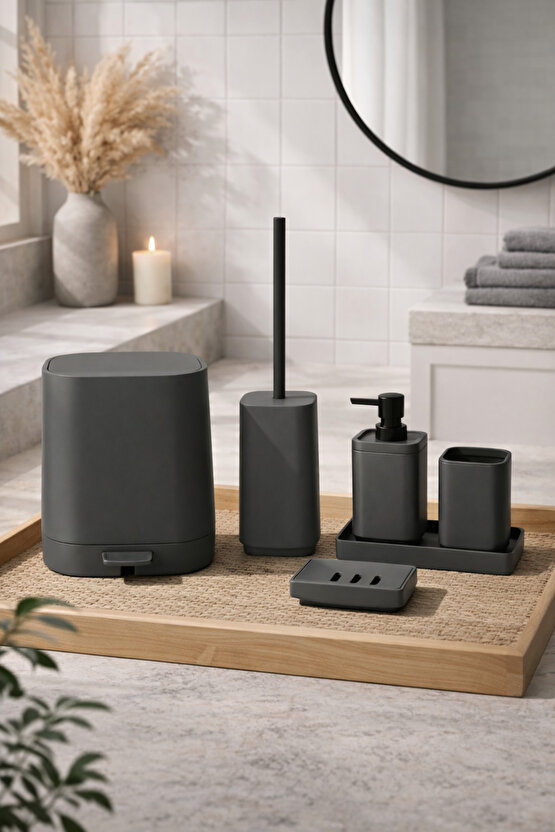 Kare Soft 5 Parça Banyo Seti Modern Minimal Tasarım