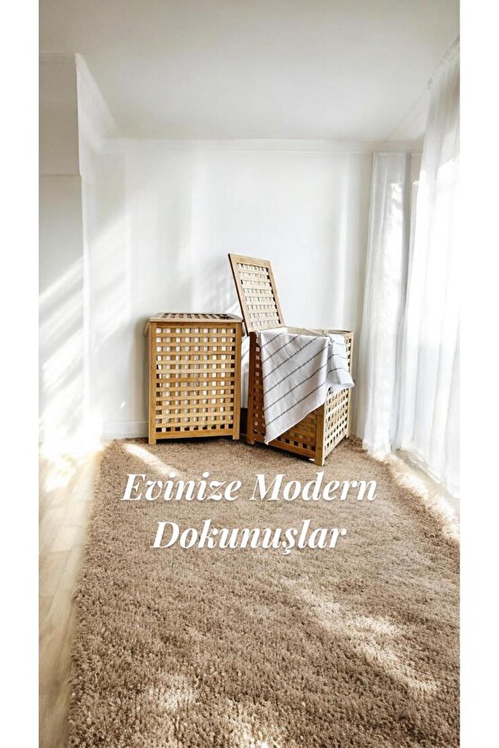 Bambu Kapaklı Kirli Çamaşır Sepeti Banyo Düzenleyici Modern Şık Tasarım Organizer