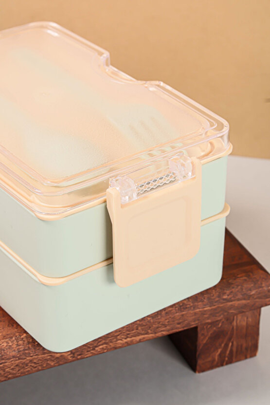 2 Katlı Sızdırmaz Soft Beslenme Saklama Kabı - Mikrodalgaya Uygun Öğle Yemeği Kabı