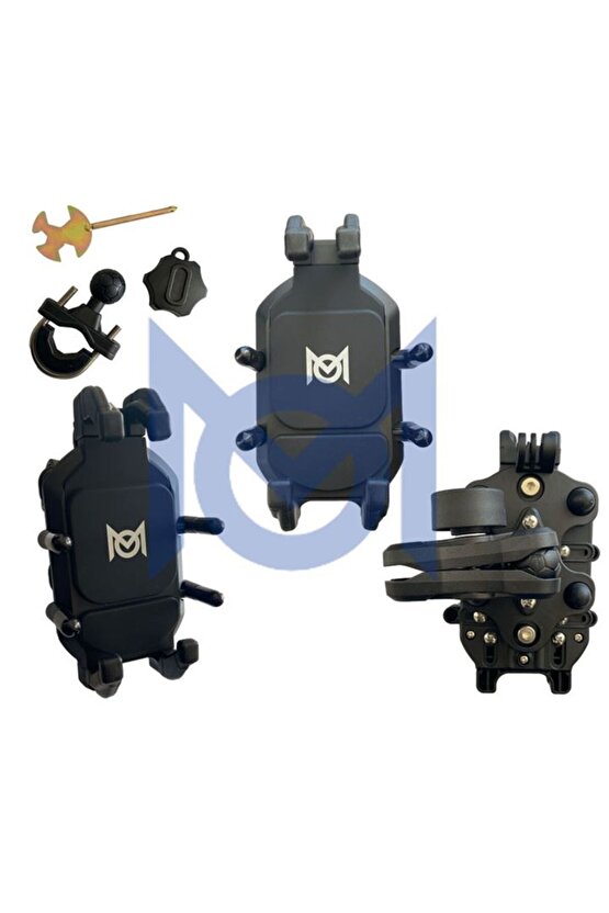 Motosiklet Scooter Gidon Bağlantılı Telefon Tutucu (Titreşim Modüllü) (M.O)