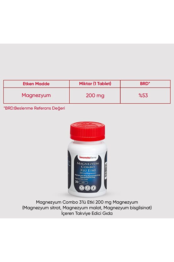 Magnezyum Combo 200 Mg 30 Tablet