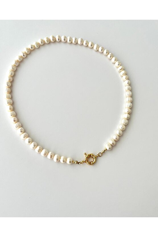 Harmonia – Gerçek İnci & Gemici Düğümlü Kolye - 50cm