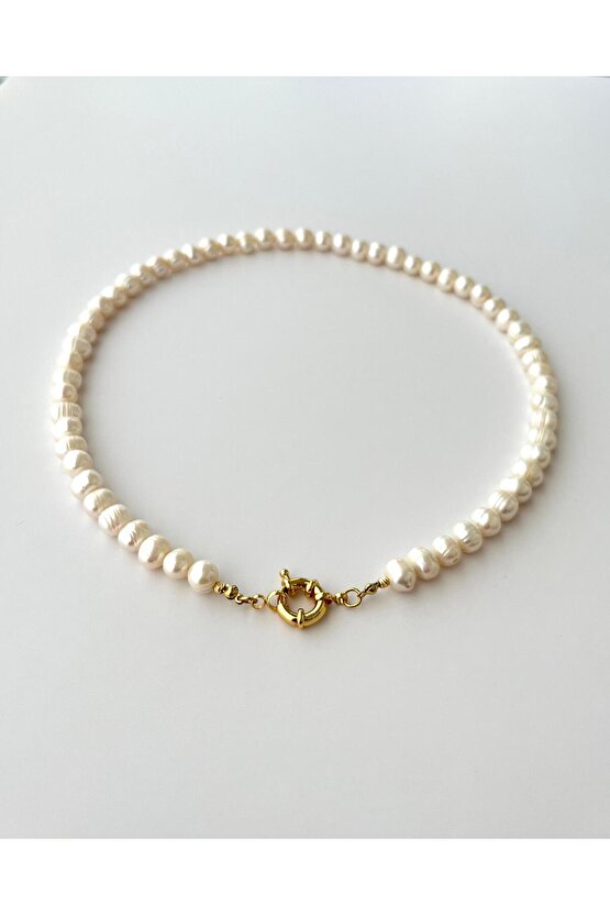 Harmonia – Gerçek İnci & Gemici Düğümlü Kolye - 50cm