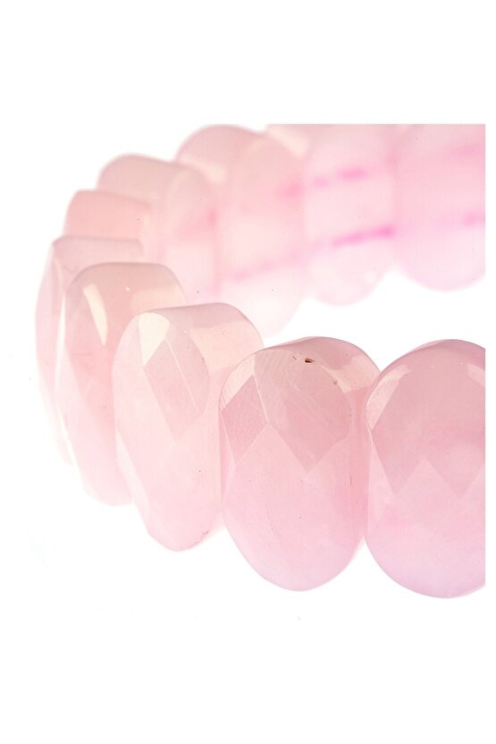 Pembe Kuvars 9x14 mm Doğal Taş Bileklik