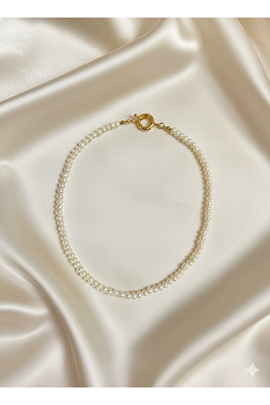 40 cm Sertifikalı Doğal Gerçek 5A+ Kalite İnci Rondel Kesim - Altın Kaplama Gemici Kilit