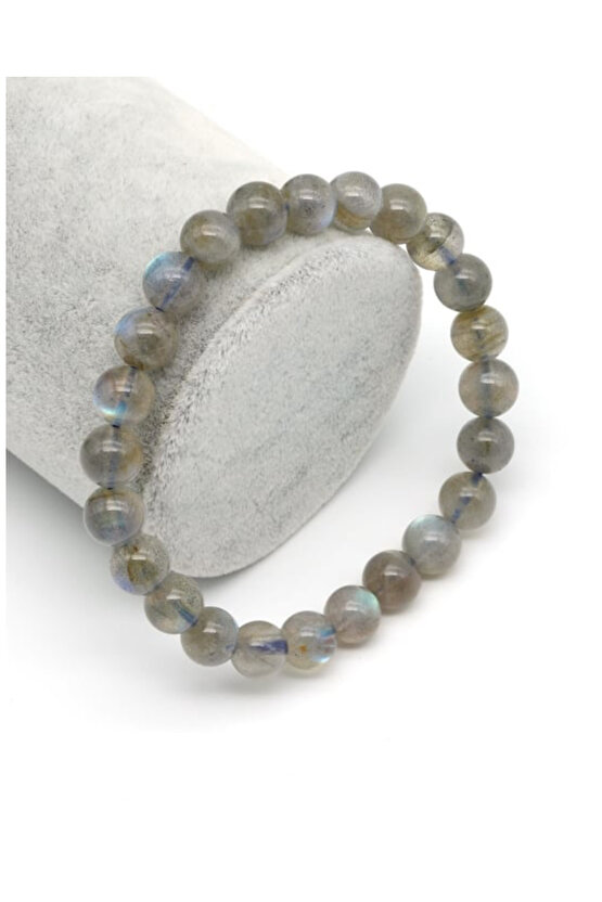 Premium Labradorit Taşı 8 mm Doğal Taş Bileklik 20 Cm