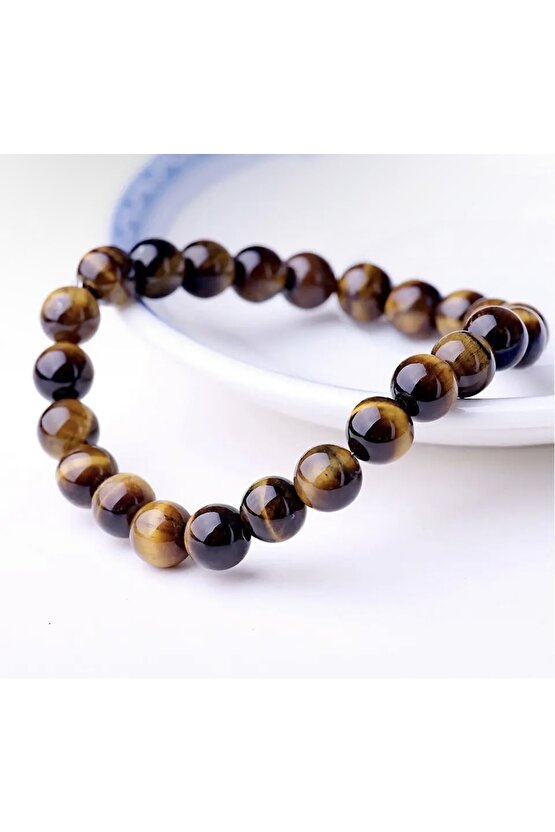 Doğal Taş 8mm 4lü Set Muhteşem Yarı Değerli Siyah Oniks Lav Kaplan Göz Şifa Kadınlar Ve Erkek Için