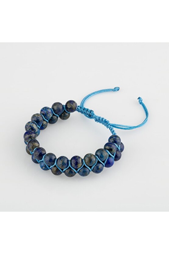 Lapis Lazuli 8mm Çift Sıra Makrome Doğal Taş Bileklik