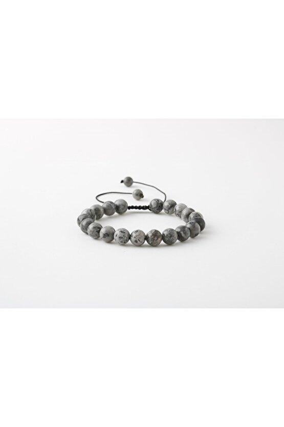 Gri Jasper 8mm Merdiven Kapama Doğal Taş Bileklik