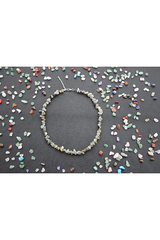 LABRADORİT KIRIKTAŞ KOLYE DOĞAL TAŞ