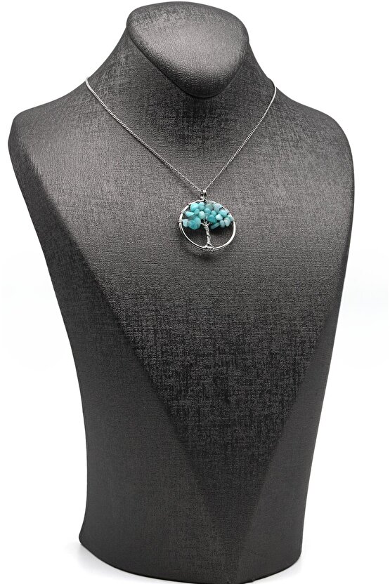 Amazonit Taşı Hayat Ağacı Zincirli Kolye