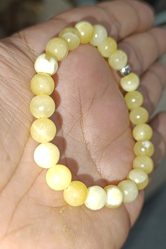 Sarı Kalsit Taşı 8 mm Natural Doğaltaş Bileklik