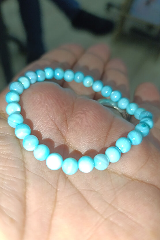 Mavi Taşı 6 mm Natural Doğaltaş Bileklik