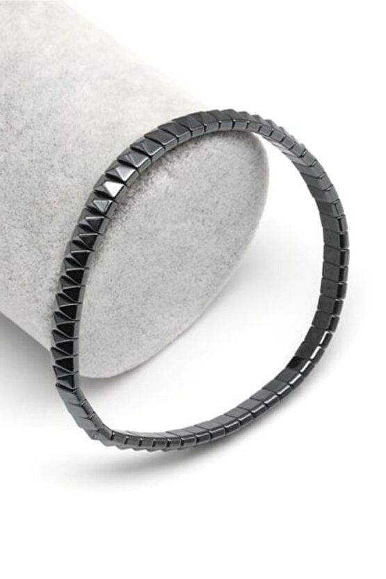 Hematit doğaltaş bileklik sertifikalı 100%100 4x8 özel kesim - güç taşı