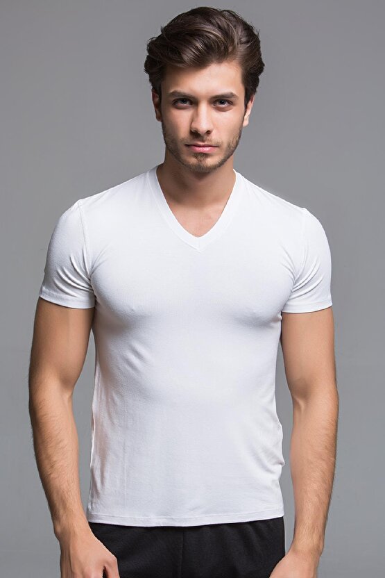 Bambu Erkek V Yaka Tişört Ve Şort Seti Siyah