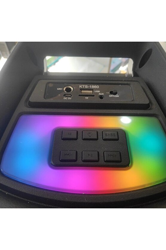 BÜYÜK BOY RGB LED IŞIKLI BLUETOOTH HOPARLÖR ŞARJLI KABLOSUZ HOPARLÖR KARAOKE MİKROFONLU SPEAKER