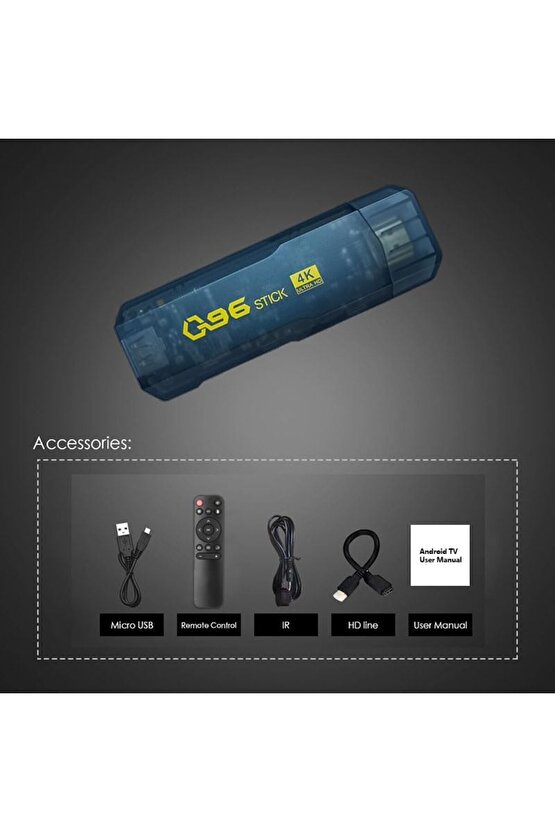 Q96 TV STİCK 4k Ultra Hd Android Tv Box Tv Stick Ram:8gb Rom:128gb Android 11 Media Player