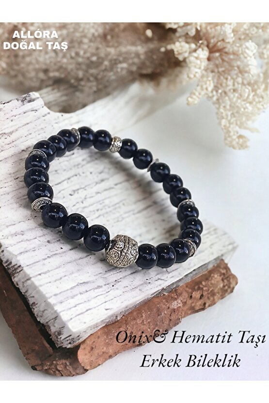 Onix&Hematit Taşı Doğaltaş Erkek Bileklik