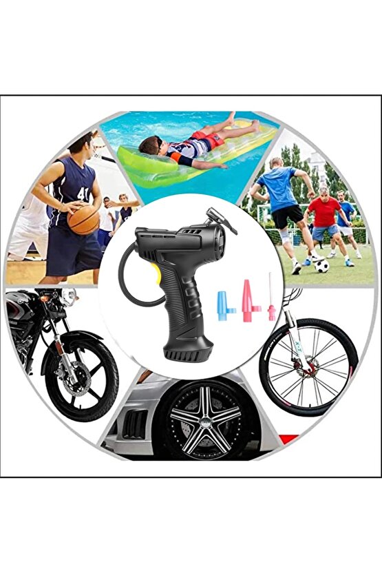 Dijital LCD Ekranlı 3600mAh 150 psi Hava Kompresörü Powerbank Özellikli Araç Lastik Şişirme Pompası