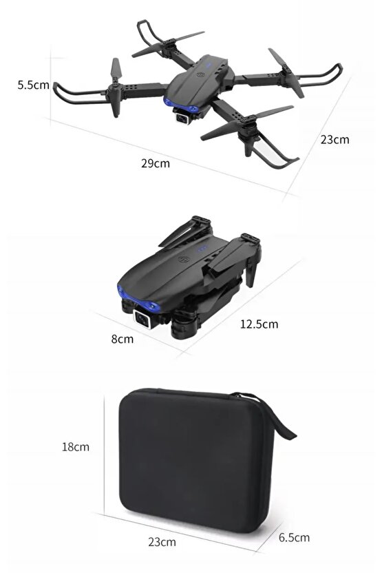 ÇİFT KAMERA VE BATARYALI DRONE UZAKTAN KUMANDALI APP DESTEKLİ QUADCOPTER TEK TUŞ İLE İNİŞ KALKIŞ