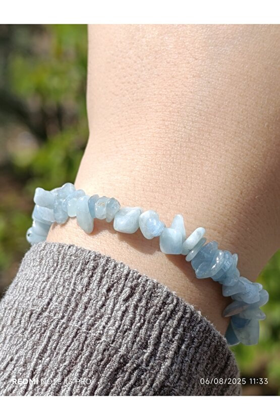 Akuamarin Kırık Doğaltaş Kadın ve Erkek Huzur Bilekliği