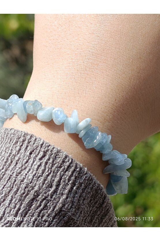 Akuamarin Kırık Doğaltaş Kadın ve Erkek Huzur Bilekliği