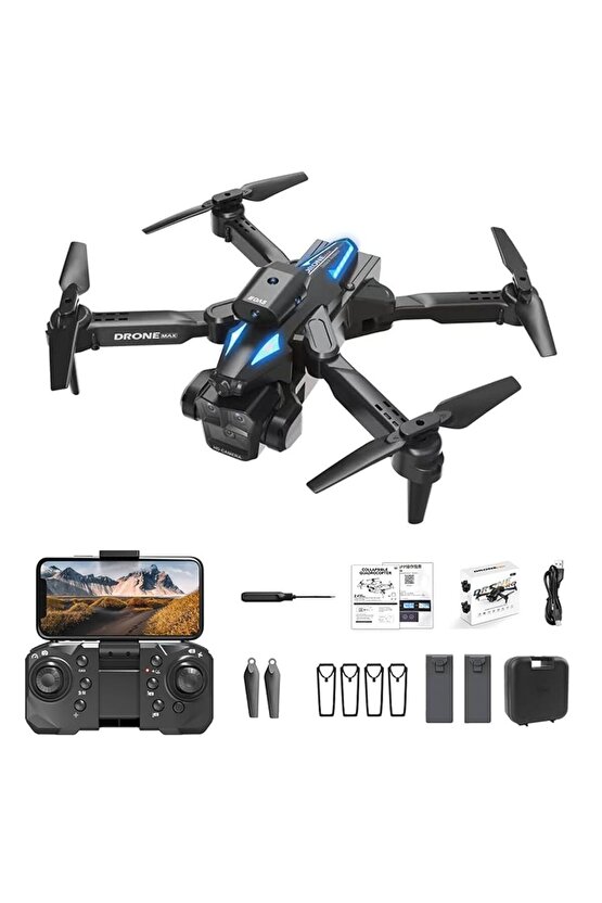 ÇİFT KAMERALI ENGEL KAÇINMA SENSÖRLÜ DRONE UZAKTAN KUMANDALI APP DESTEKLİ LED IŞIKLI QUADCOPTER