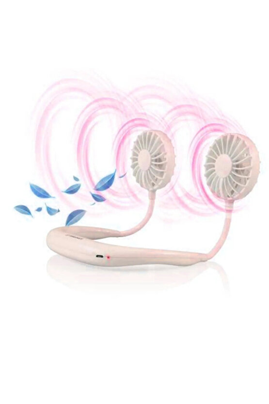 Giyilebilir Kablosuz Şarjlı Taşınabilir Mini Fan Vantilatör Pembe