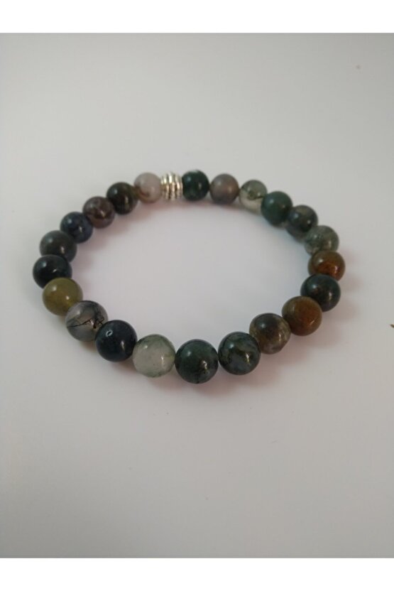 Yosunlu Akik Taşı Doğaltaş Unisex Bileklik