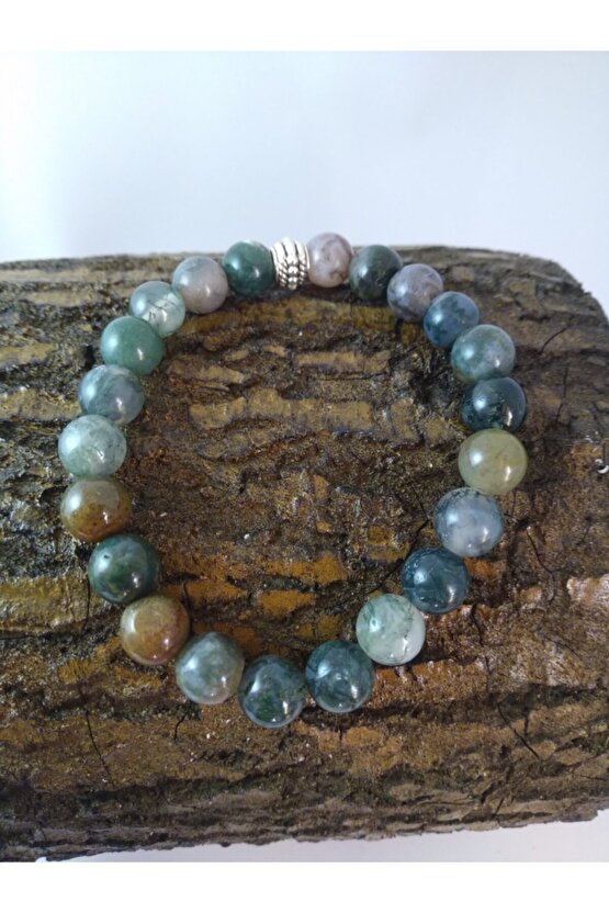 Yosunlu Akik Taşı Doğaltaş Unisex Bileklik