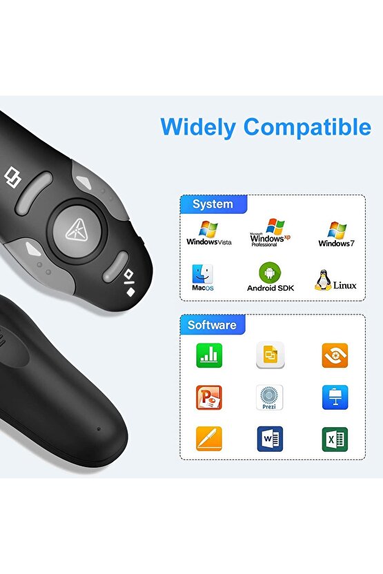 Kablosuz Sunucu PPT Kontrol Cihazı Sunum Uzaktan Kumanda Lazer İşaretçi USB Fare Tıklayıcı