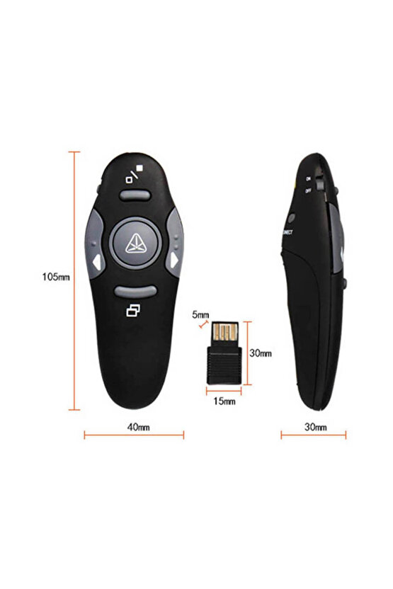 Kablosuz Sunucu PPT Kontrol Cihazı Sunum Uzaktan Kumanda Lazer İşaretçi USB Fare Tıklayıcı