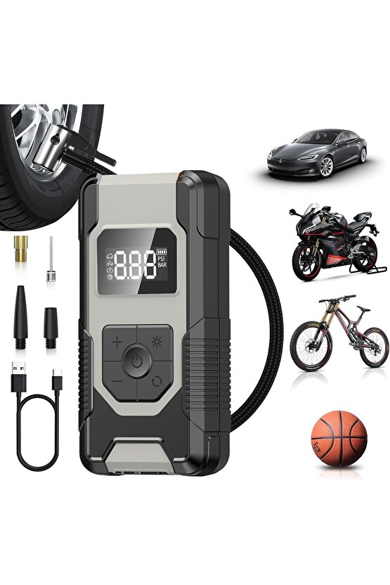 OTO ARAÇ LASTİK ŞİŞİRME POMPASI EKRANLI 160PSİ HAVA KOMPRESÖRÜ BİSİKLET MOTORSİKLET TOP ŞİŞİRME
