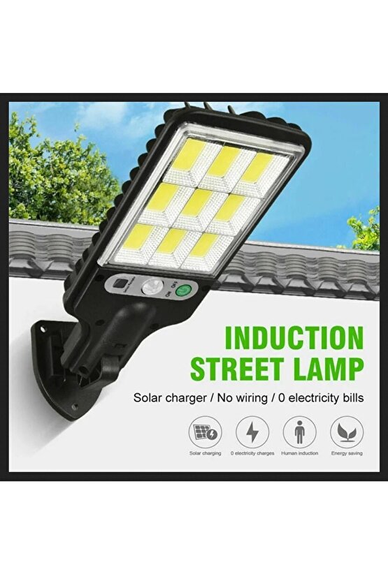 Solar Güneş Enerjili Kumandalı 108 Cob Ledli 3 modlu Projektör Hareket Sensörlü Sokak Lambası