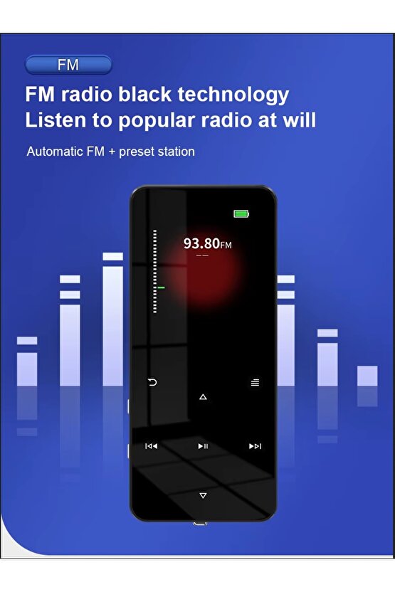Bluetooth Lu Mp3-mp4 Çalar Fm Radyolu Şarjlı Mp4 Player Dahili Hoparlör 8gb Hafızalı Müzik Çalar