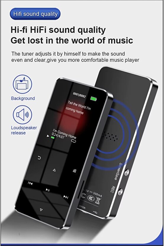Bluetooth Lu Mp3-mp4 Çalar Fm Radyolu Şarjlı Mp4 Player Dahili Hoparlör 8gb Hafızalı Müzik Çalar
